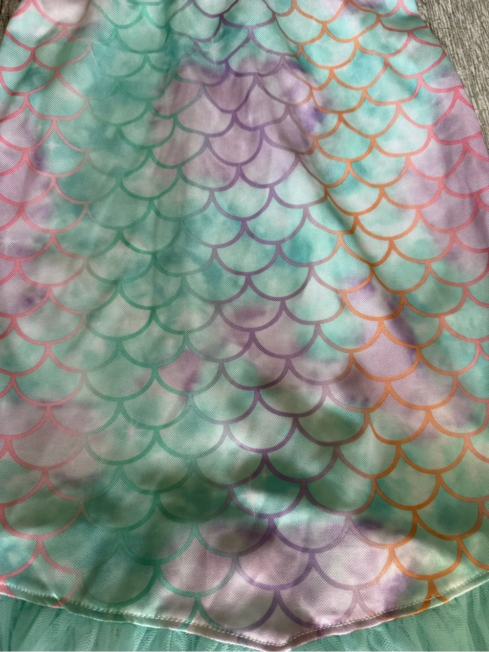 Disney Mint Green Ariel Mermaid Night Gown Dress with Multicolor Scale Print - Picture 4 of 6